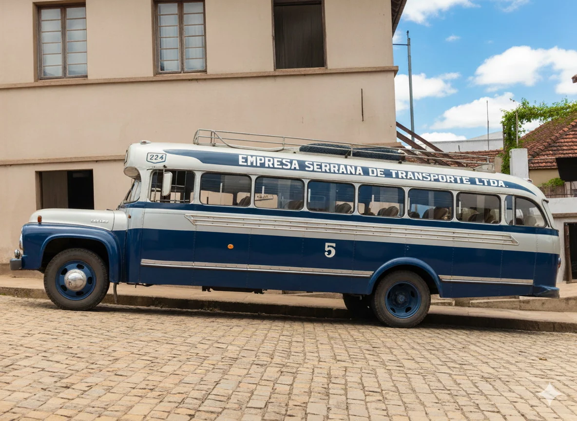 Foto restaurada e colorizada: Onibus Historico De Passageiros