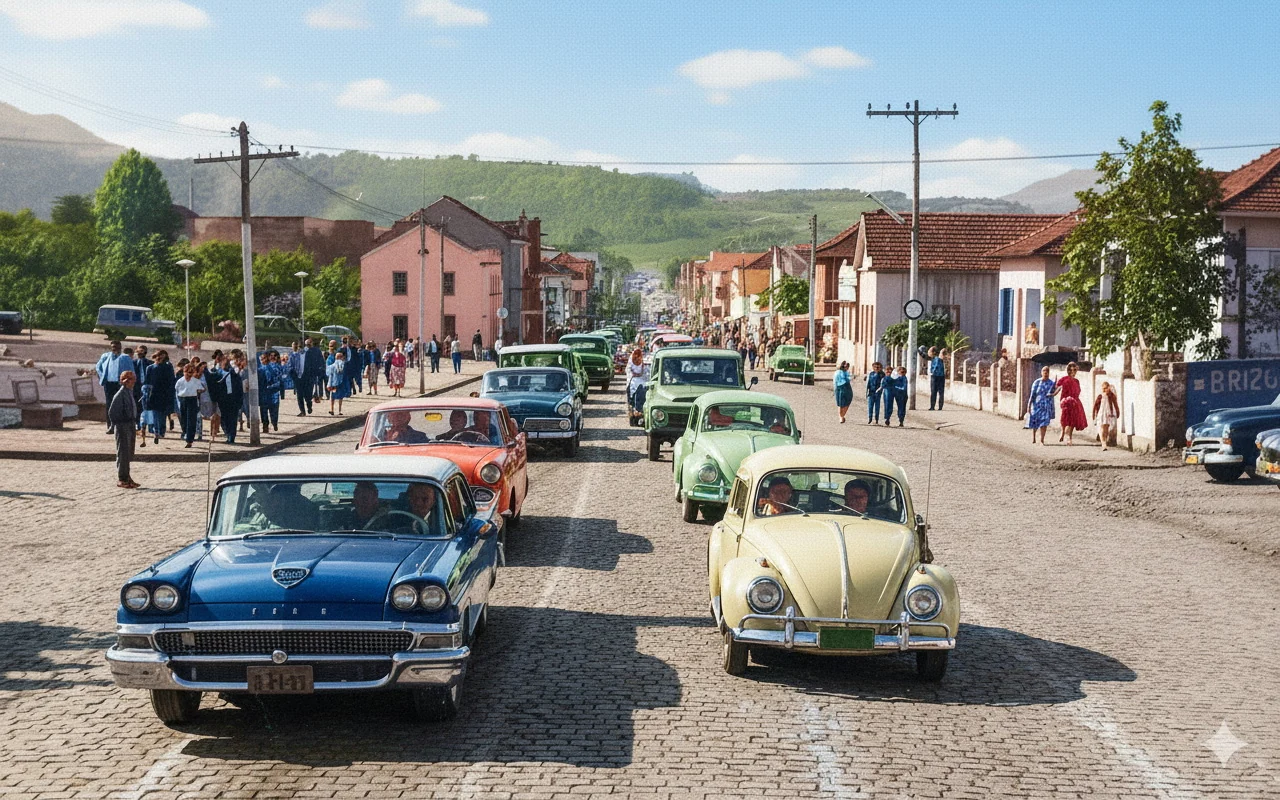 Foto restaurada e colorizada: Carro Medico De Encantado
