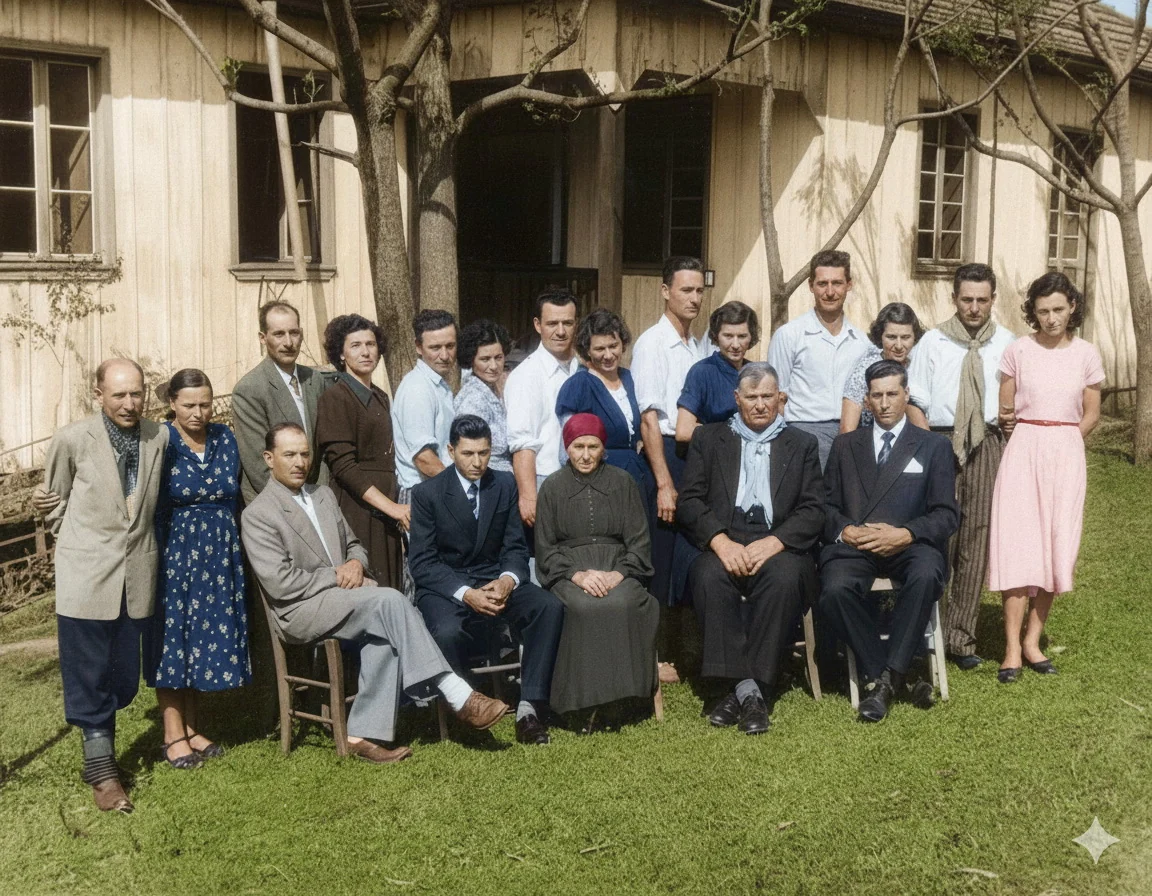 Foto restaurada e colorizada: Familia Rural Em Retrato