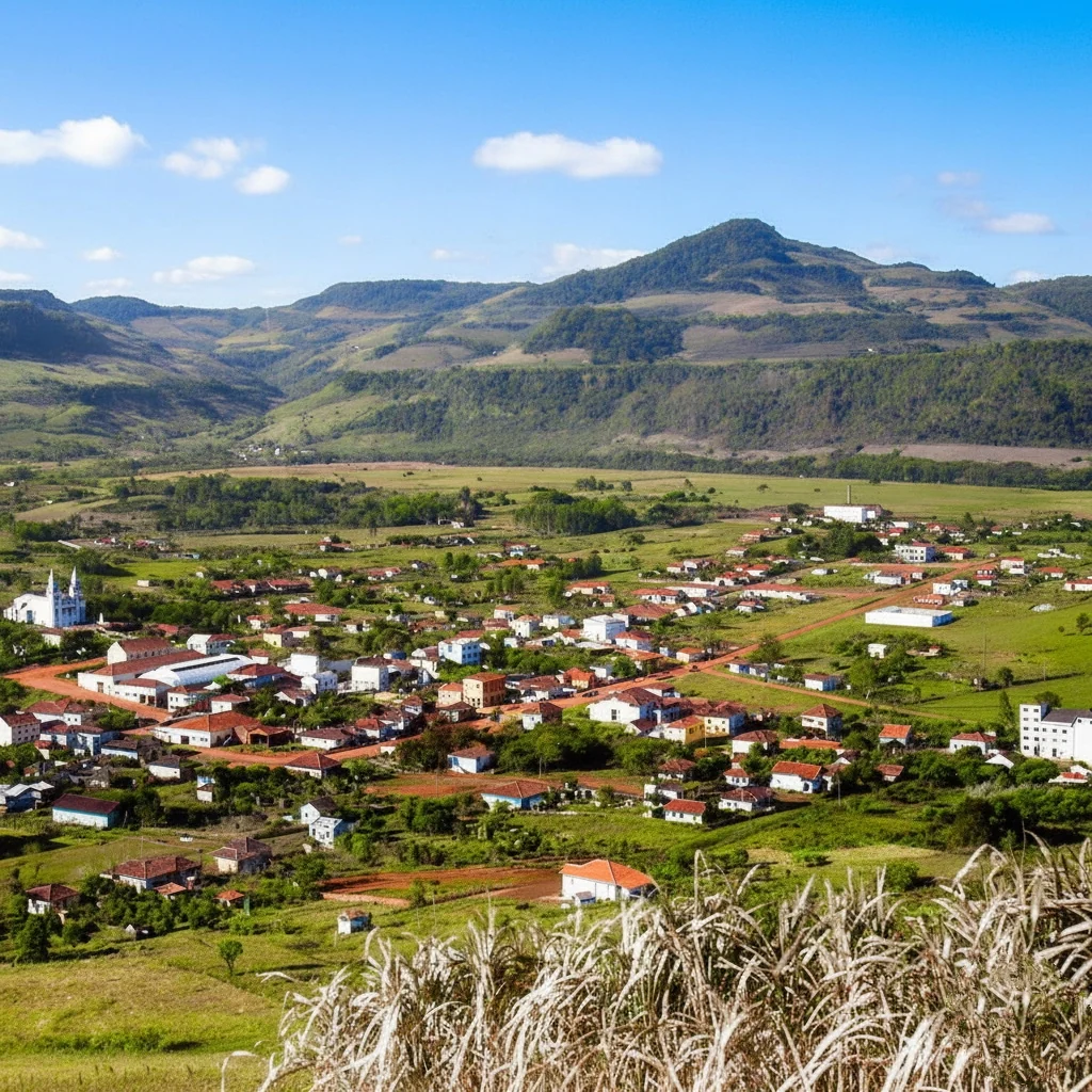 Foto restaurada e colorizada: Vista Da Cidade E Montanha