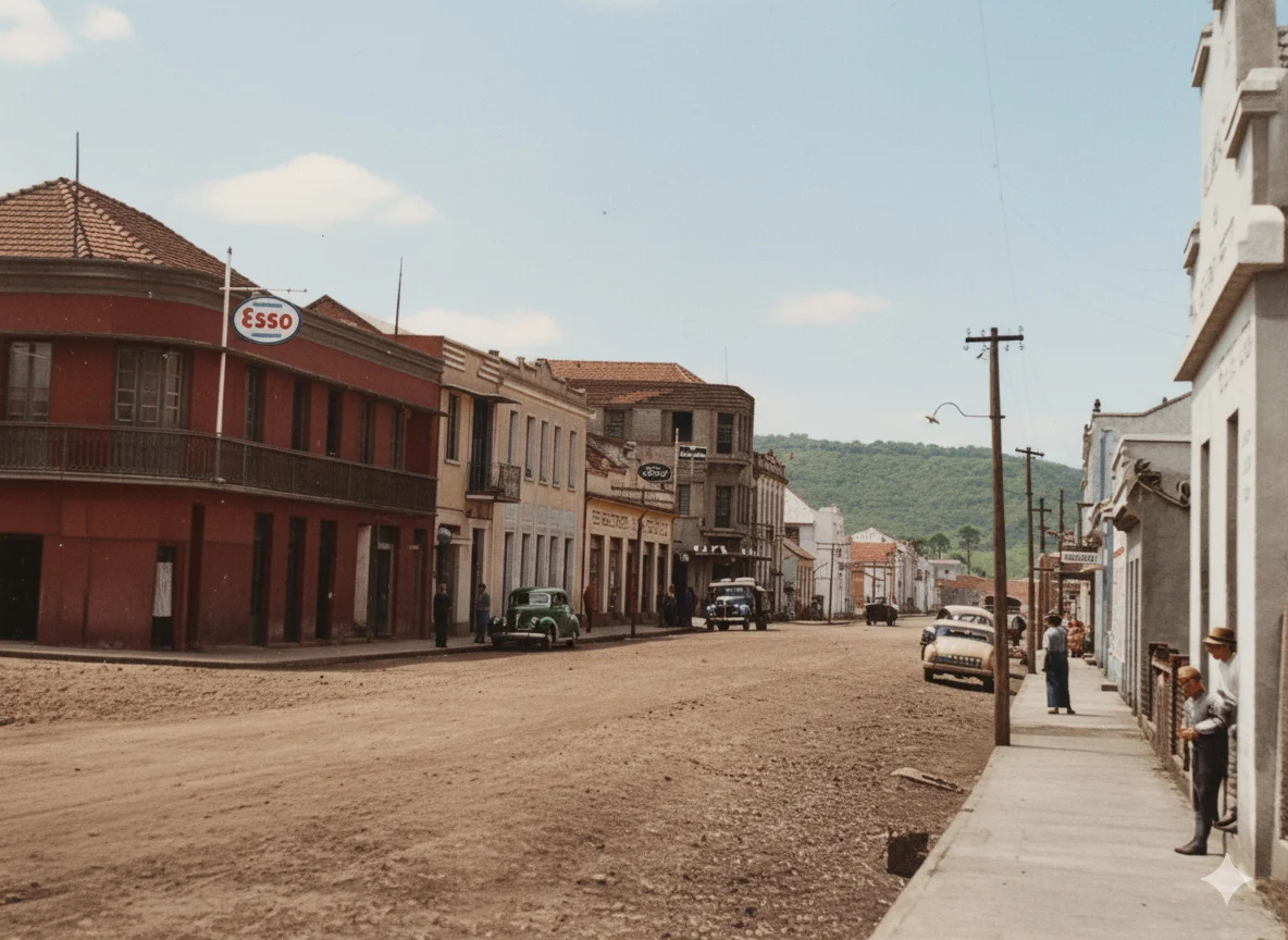 Foto restaurada e colorizada: Rua Dos Carreteiros
