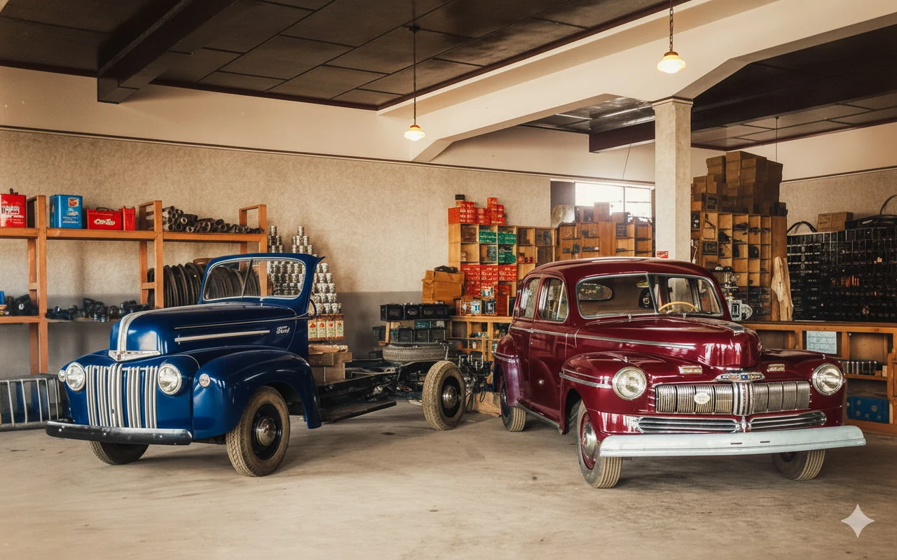 Foto restaurada e colorizada: Salao De Automoveis