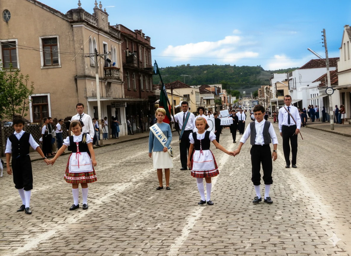 Foto restaurada e colorizada: Avenida Da Catedral Com Pedestres