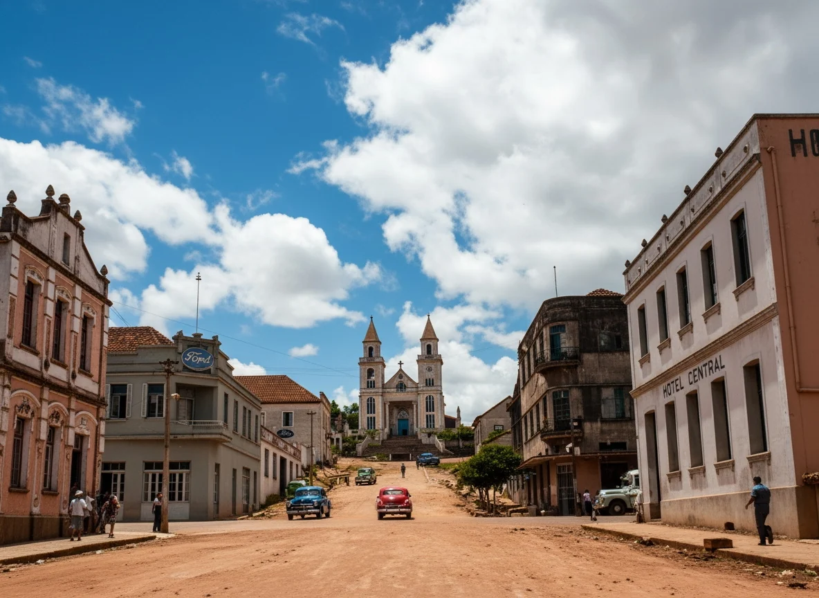 Foto restaurada e colorizada: Avenida Central Em Preto E Branco