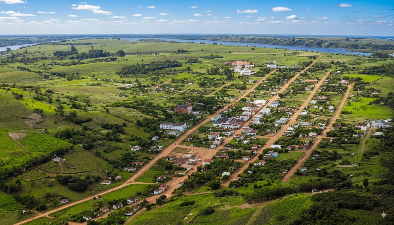 Foto restaurada e colorizada: Vista Aerea Do Bairro