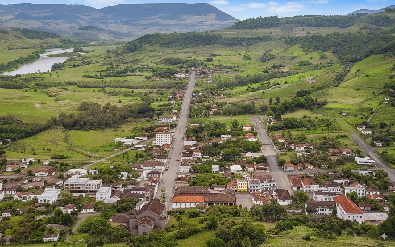 Foto restaurada e colorizada: Vista Aerea Da Avenida