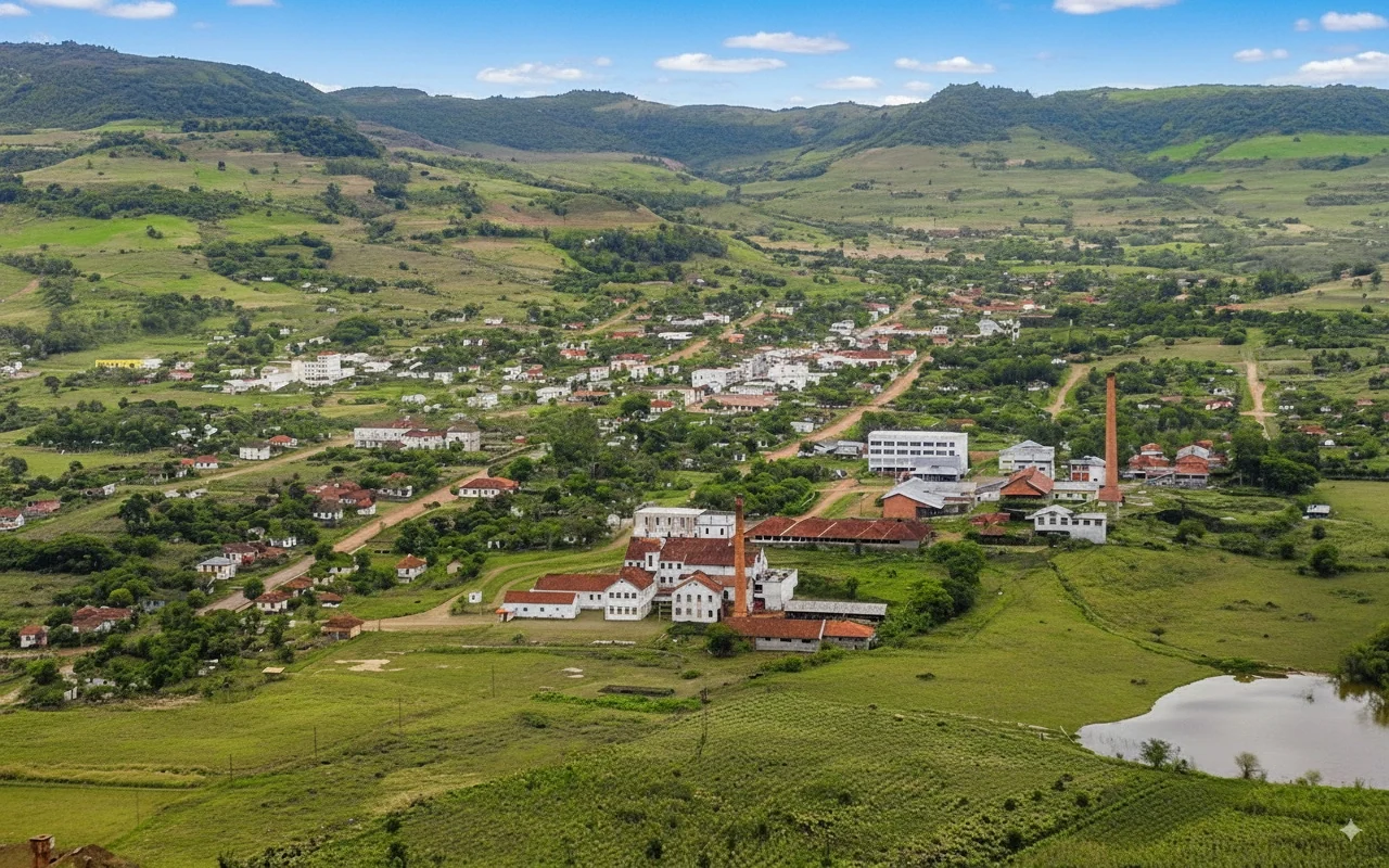 Foto restaurada e colorizada: Panorama Aereo Da Cidade