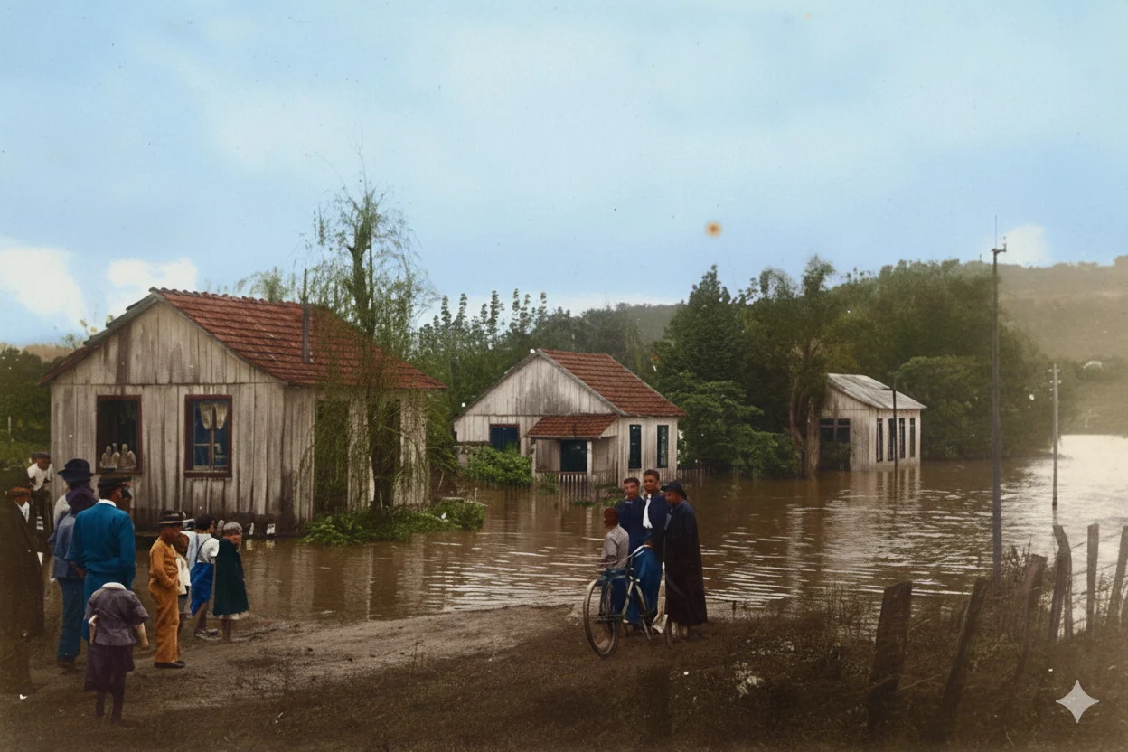 Foto restaurada e colorizada: Casa Antiga No Campo