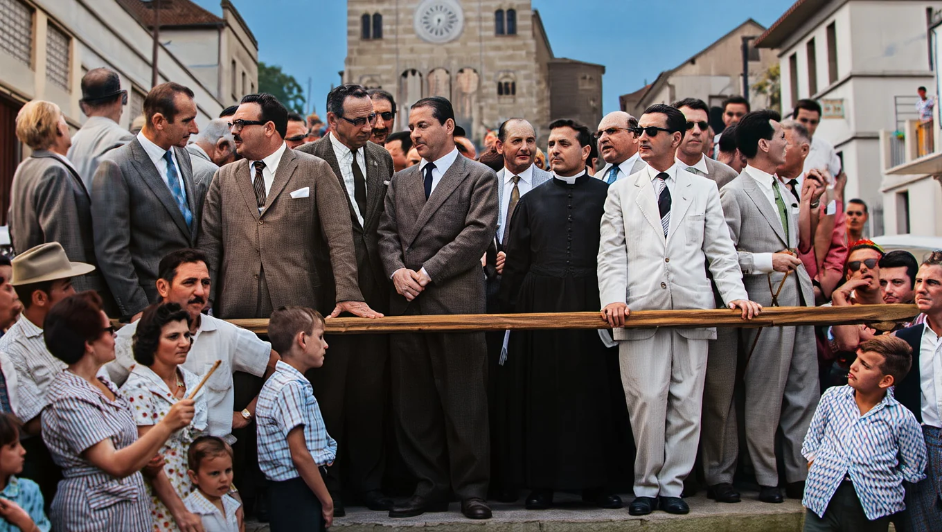 Foto restaurada e colorizada: Inauguracao De Comercio