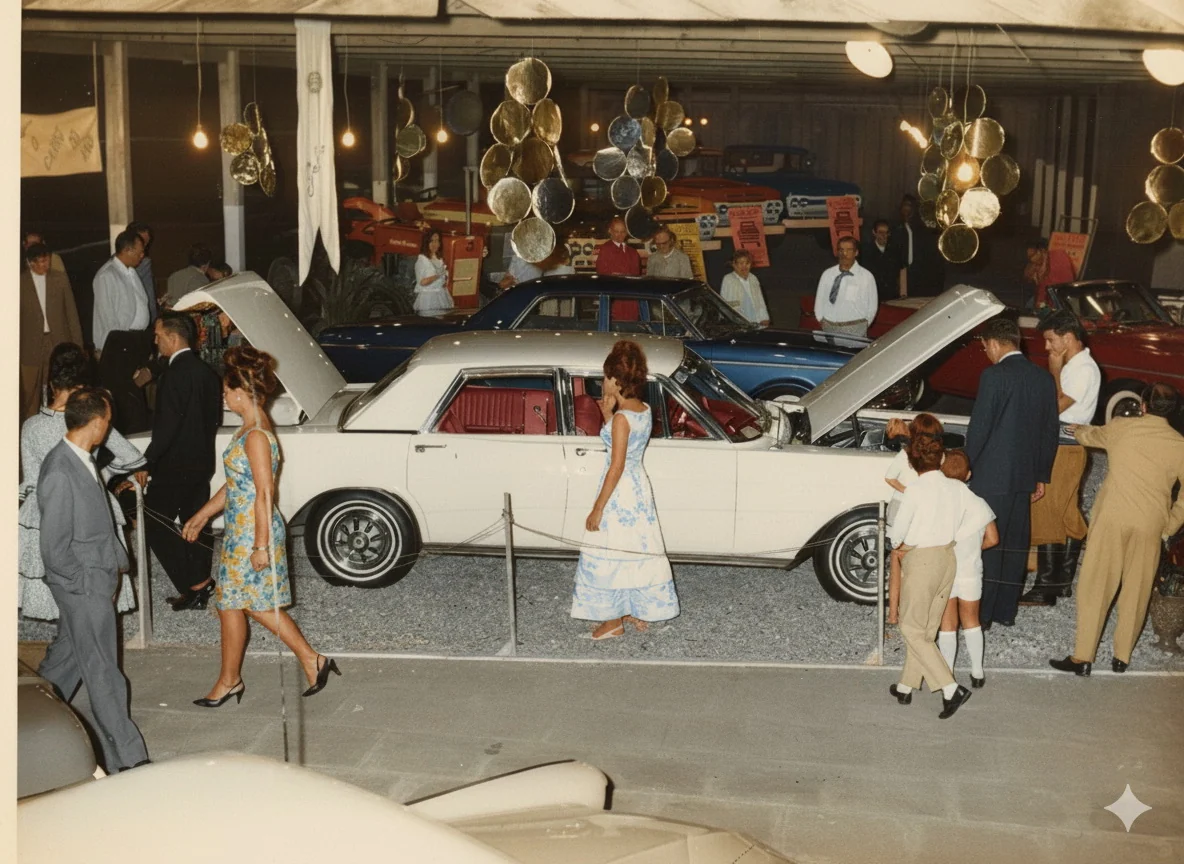 Foto restaurada e colorizada: Encontro Com Carro Antigo